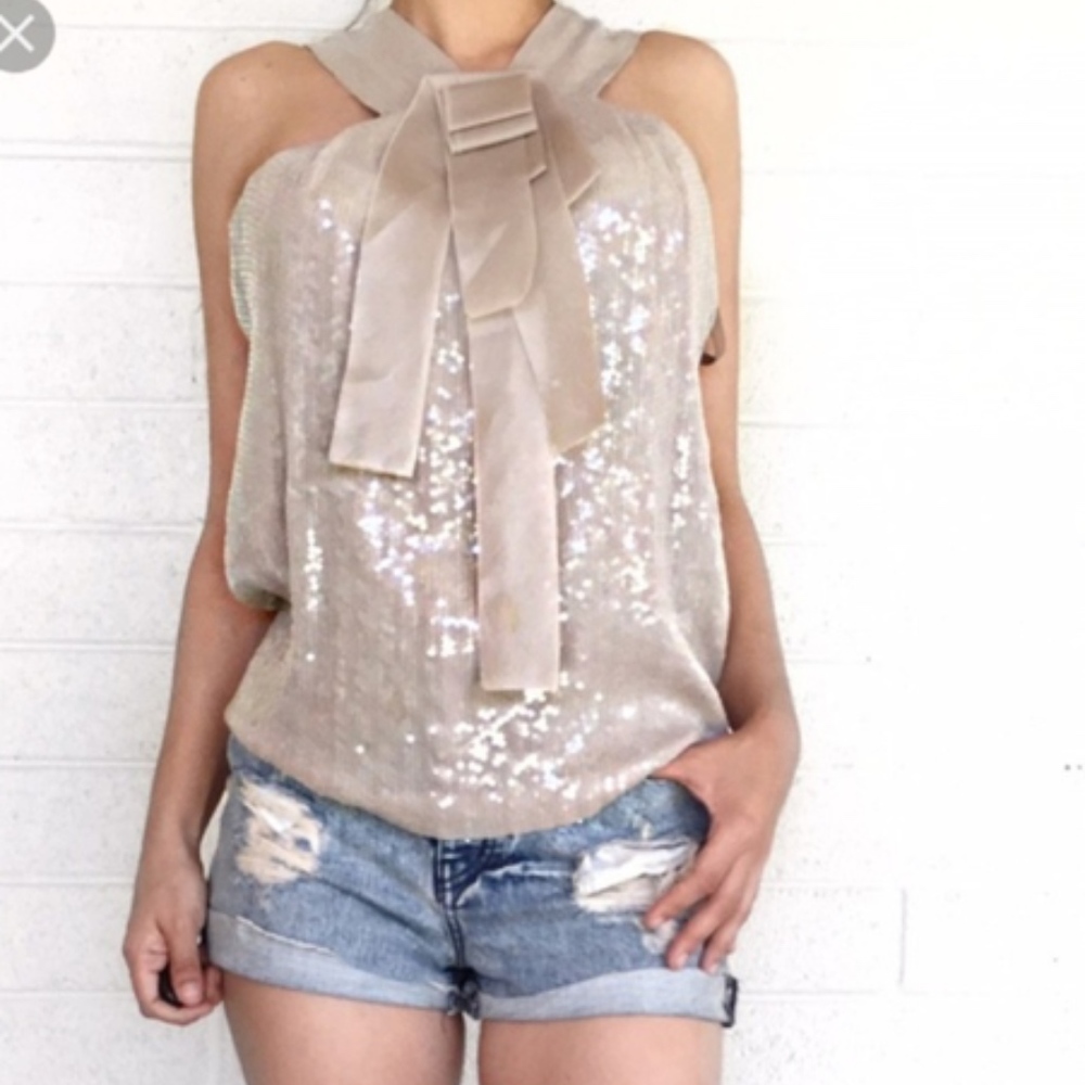 Robert Rodriguez Nude Taupe Sequin Tank Sz 4
